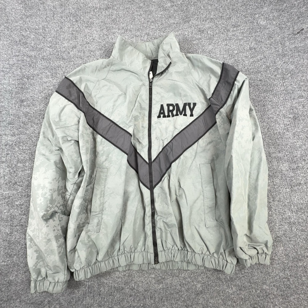 Skilcraft Jacket Mens Medium Gray Army PFU Full Zip Camo Windbreaker Nylon